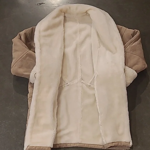 WILSONS LEATHER TAN SUEDE FAUX FUR LINED COAT WITH TOGGLE BUTTONS - Picture 7 of 11